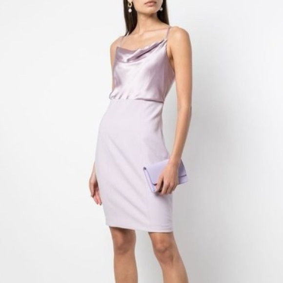 NWT Cinq À Sept Karina Rose Quartz Lilac Silk Satin Paneled Cady Mini Dress 0 - Picture 1 of 10
